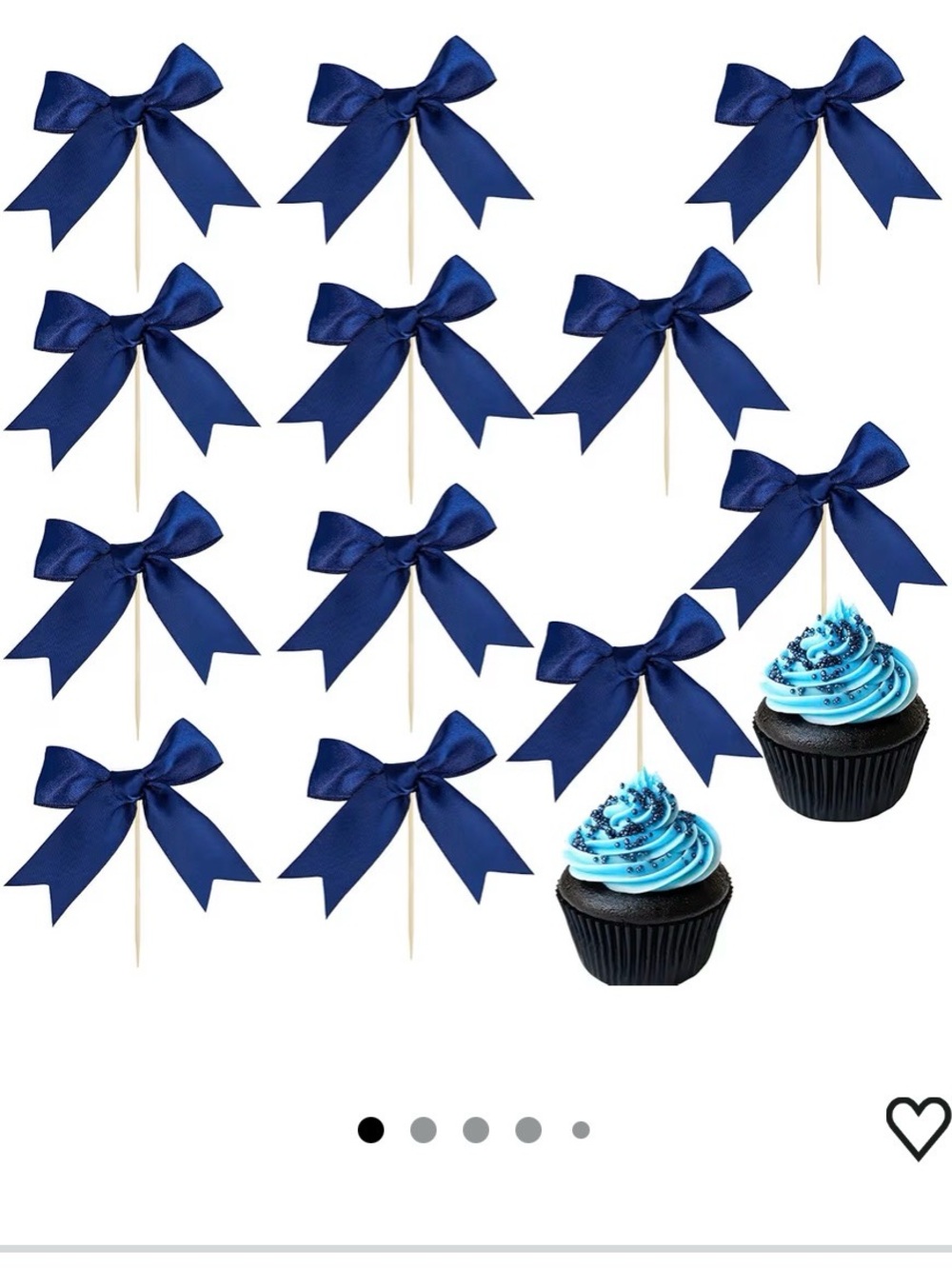 Navy Blue Ribbon Toothpick Party Picks - Decorative Appetizer Picks
